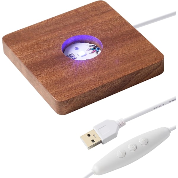 LED Træ Lys Display Base - Farverig Firkant til Krystal Kunst