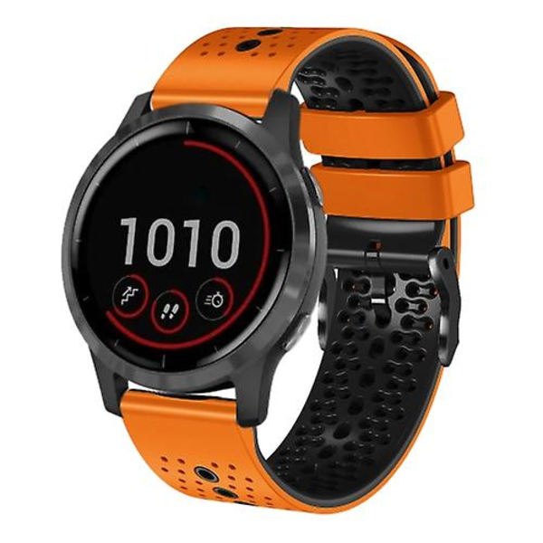 Perforeret to-farvet silikoneurrem til Garmin Vivoactive 4 22mm MBY Orange-Black