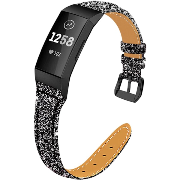Læderrem kompatibel med Fitbit Charge 4 og Charge 3 Smart Watch