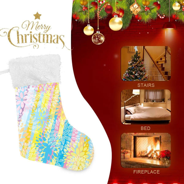 Jule-Strømpe, Personlige Jule-Strømper 2-pak Rainbow Stripes 45,7 cm Jule-Strømper Hængende Ornament Pejs til Trædekoration