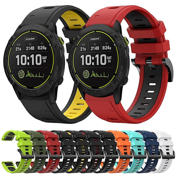 For Garmin Enduro 26mm To-farvet Sports Silikonurrem PSK Mint Green - Blue