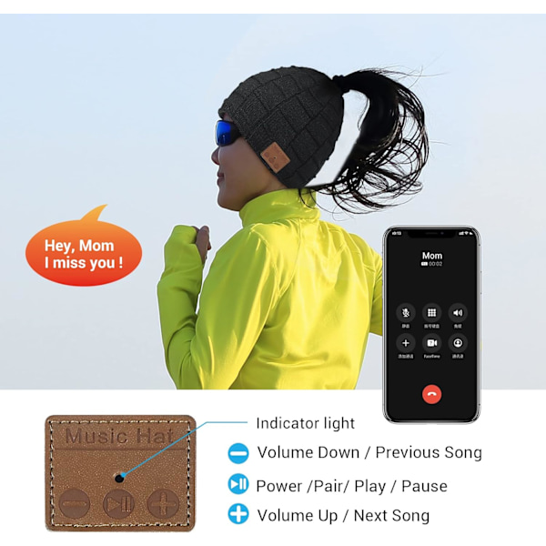Bluetooth-hue til kvinder med hestehalehul