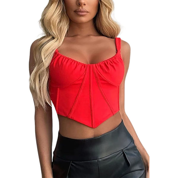 Kvinnors sommar ärmlös bustier crop top scoop urringning asymmetrisk fåll tank