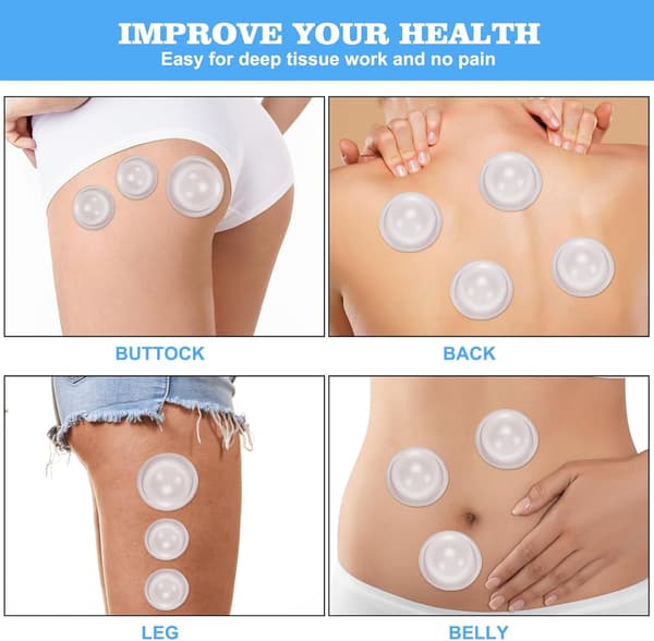 Silikone Cupping Terapi Sæt - Cupping Sæt til Massage Terapi - Cellulitefjerner Cupping Sæt - Anti Cellulite Kop Massager, Vakuum Suge Massage
