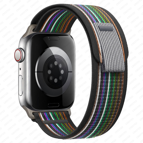 Rem til Apple Watch 49mm 44mm 40mm 45mm 41mm 42mm 38mm Correa Nylon Trail Loop Armbånd Iwatch Ultra Serie 7 6 5 3 Se 8 rainbow black 38 40 41mm