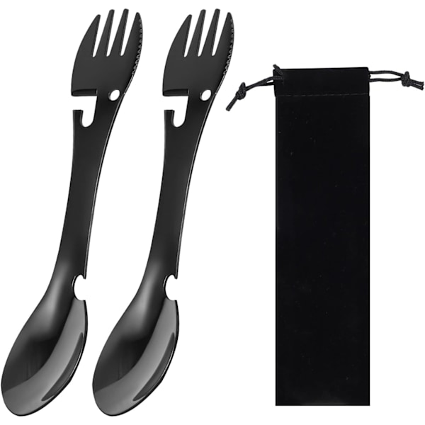 Camping Spork (2-pak) - 5-i-1 redskab i rustfrit stål
