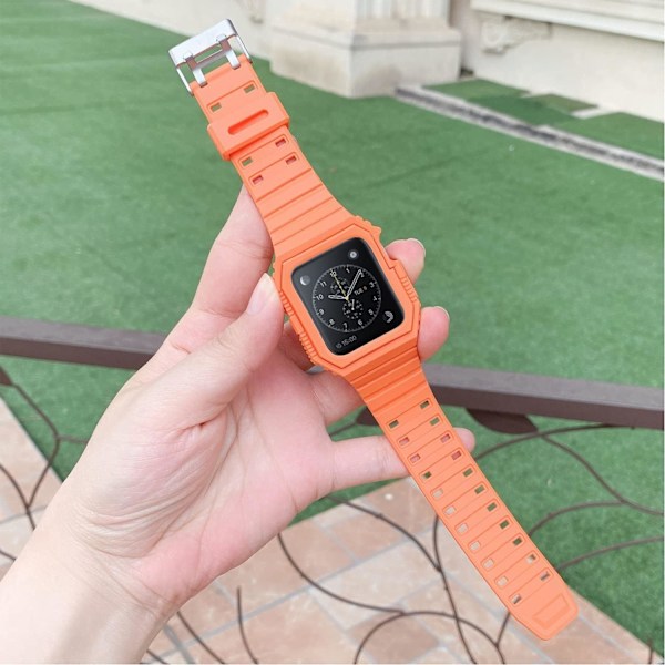 för Apple Watch Band med case, TPU Rugged Smart Watch Bumper