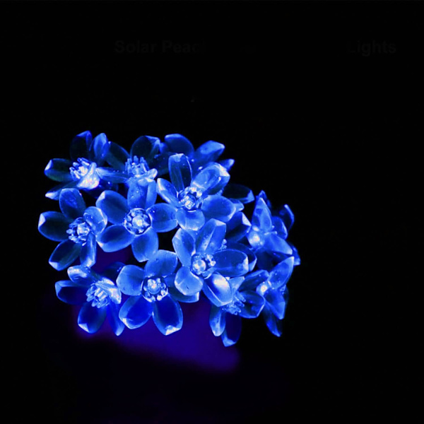 Utomhus solcellslingor 50 LED blomformade solcellslampor för julträdgårdsdekoration blå blå blå
