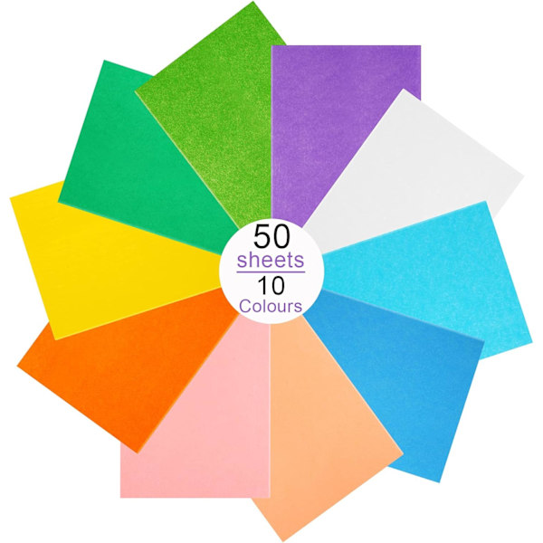 Farget silkepapir - 50 ark, 10 farger
