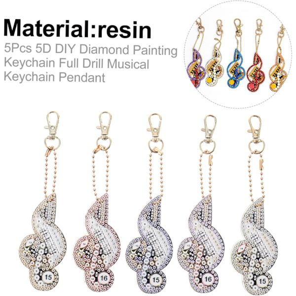 10 STK Musiknoter Diamant Krystal Kommerciel Tavle Juledekoration Halloween Gaver Halloween Assecoires Nøgleringe Nøglefond