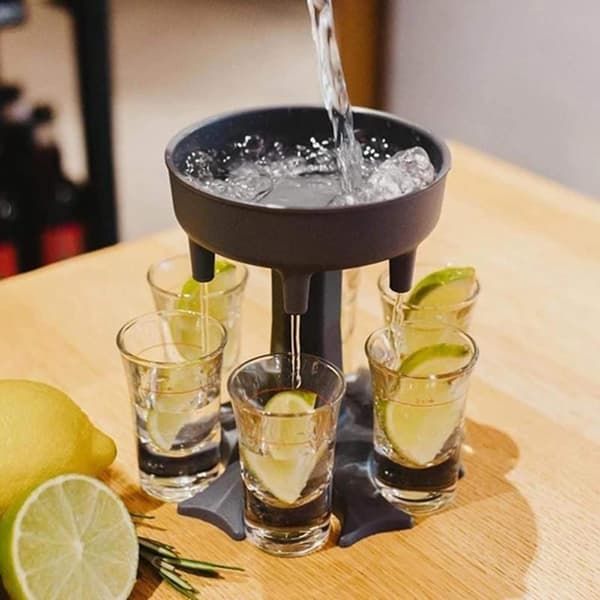 wxsp 1 Set - Vin Dispenser - Med 6 Glas - Grå Ram Vit