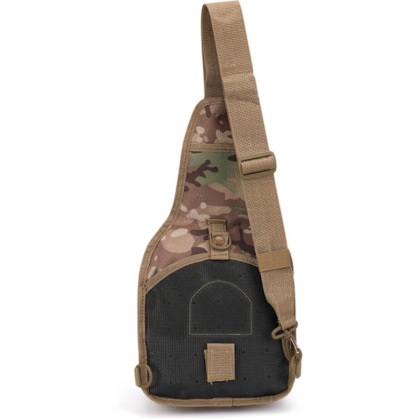 Ulkoiluun sopiva taktinen olkalaukku, sotilaallinen rintalaukku miehille ja naisille (CP Camo)