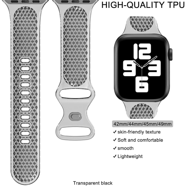 Klart band kompatibelt med Apple Watch -band 49 mm 45 mm 44 mm 42 mm