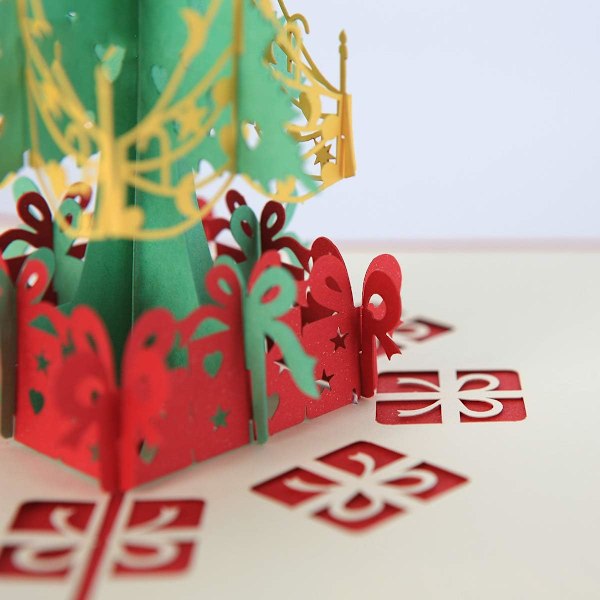 3D Pop Up Julekort - Konvolutt Inkludert