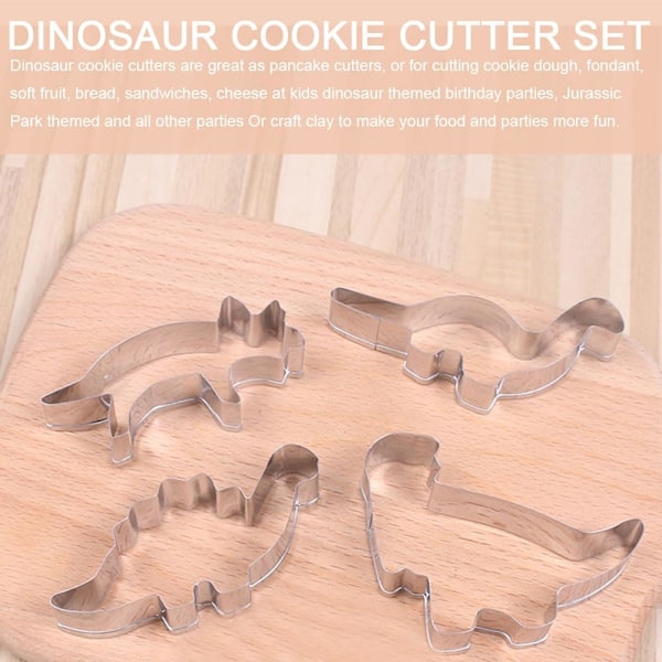 Dinosaur Cookie Cutter Set - Rustfrie stål Dinosaur Sandwich Cutters
