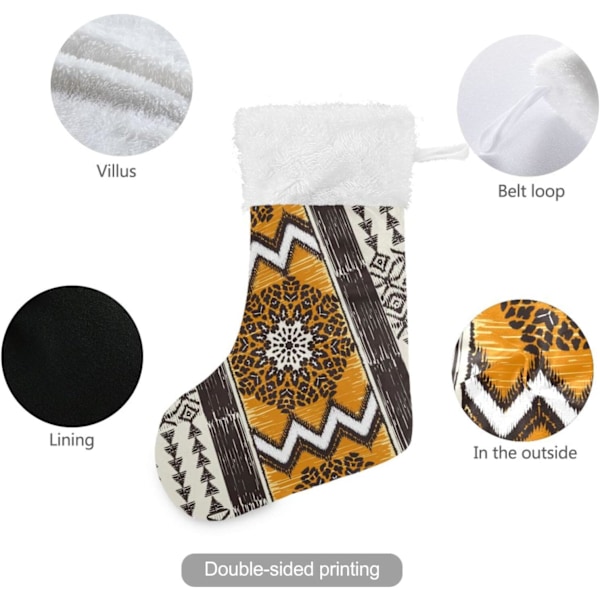 Julklapp, personliga julklappsstrumpor 2-pack Orange Aztec Bohemia 45,7 cm Julstrumpor Hängande Ornament Kamin för träddekoration