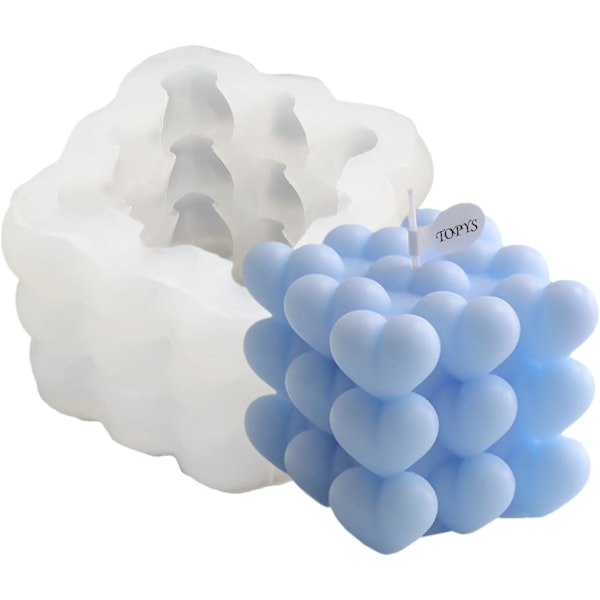 3D Hjerte Boble Cube Lys Form DIY Stakkede