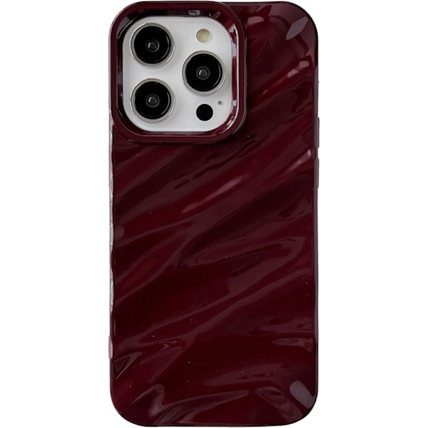 för iPhone 14 Pro Skal, Vattenvågsmönster Lockig Vågform Mjukt Kompatibelt med iPhone Skal (iPhone 14 Pro, Vinröd) Vinröd