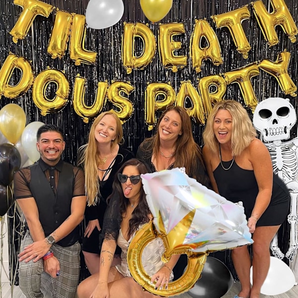 Gotisk möhippa dekoration Til Death Do Us Party dekoration ballonger möhippa brudparty förlovningsdekoration gul gul