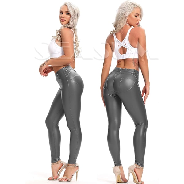 Kvinde Kunstlæder Leggings Bukser PU Elastisk Formgiven Hofte