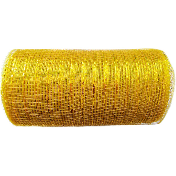 6 tum x 30 fot (10 yards) - Metallic Poly Mesh Ribbon (Ljusgul)