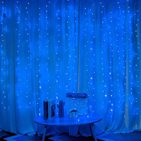 Fönstergardin ljusslinga, 300 LED 8 belysningslägen ljusslinga USB
