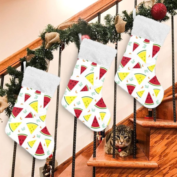 Julklapp, personliga julklappsstrumpor 2-pack Vattenmelontextur 45,7 cm Julstrumpor Hängande Ornament Eldstad för träddekoration