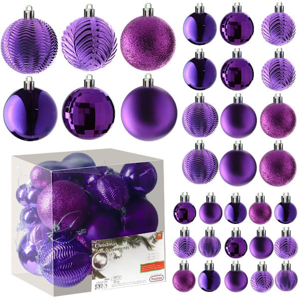 Julgransprydnader - Lila julgranskulor set för jul,