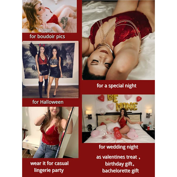 V-halsad genomskinlig underkläder blommig spets babydoll sexig underkläder för kvinnor en