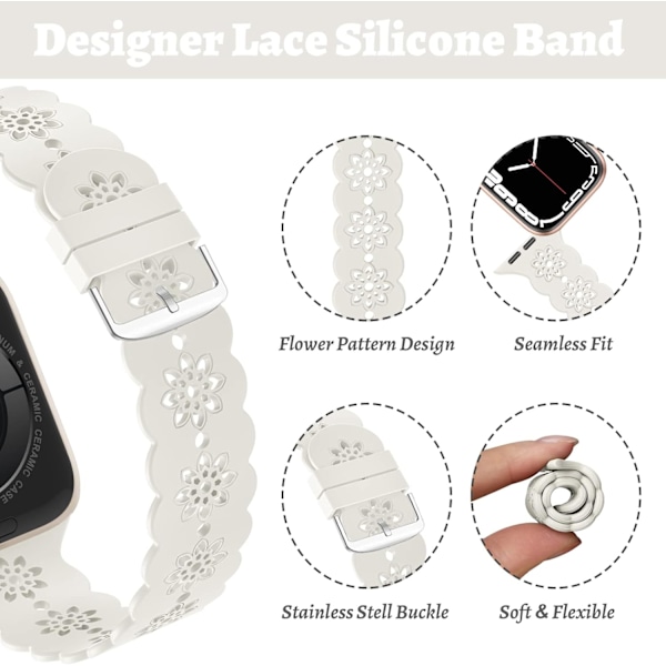 Blommigt silikonband kompatibelt med Apple Watch -band 38 mm