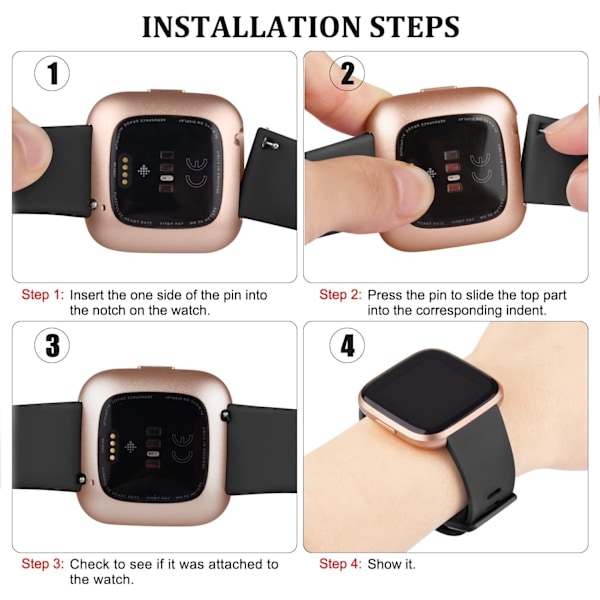 3-pack silikonband för Fitbit Versa - Klassiska ersättningsarmband