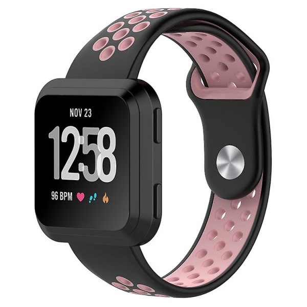 For Fitbit Versa To-farvet silikoneurrem VLD Black - Pink