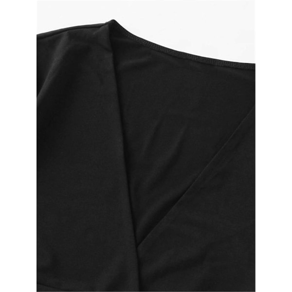 Kvinnors Plus Size V-ringad lång klockärm Surplice Crop Top Blus