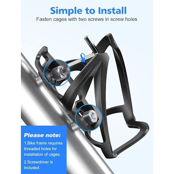 Cykel Vattenflaskhållare, Cykel Vattenflaskhållare Burfäste Passar 22-26 oz Flaska med Säker Skruvmontering, Perfekt för Cykling.