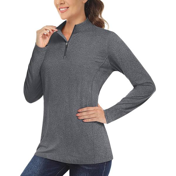 Dam 1/4 Dragkedja Pullover UPF 50+ Långärmad Skjortor Snabbtorkande Lätt