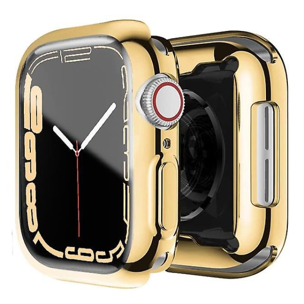Skärmskydd för Apple Watch Case 45 mm 41 mm 44 mm 40 mm 42 mm Tillbehör All-around Tpu Bumper Cover Series 7 8 4 6 Se 5 3 gold 41MM Series 7 8