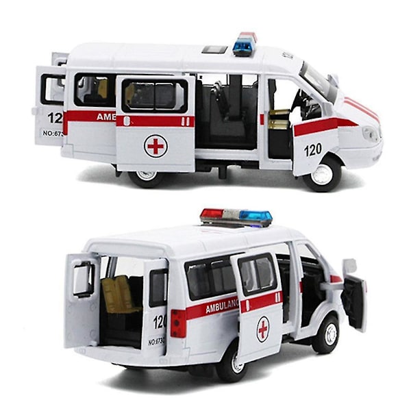 Ambulance vogn bil lastbil Pull Back model med LED lyd Børn legetøj metal model