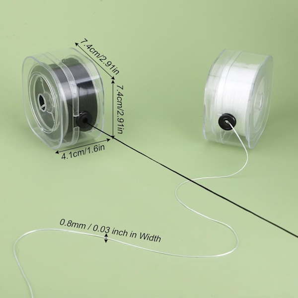 Elastiske armbåndssnorer (2 ruller) - Elastisk perlekjede for smykkefremstilling