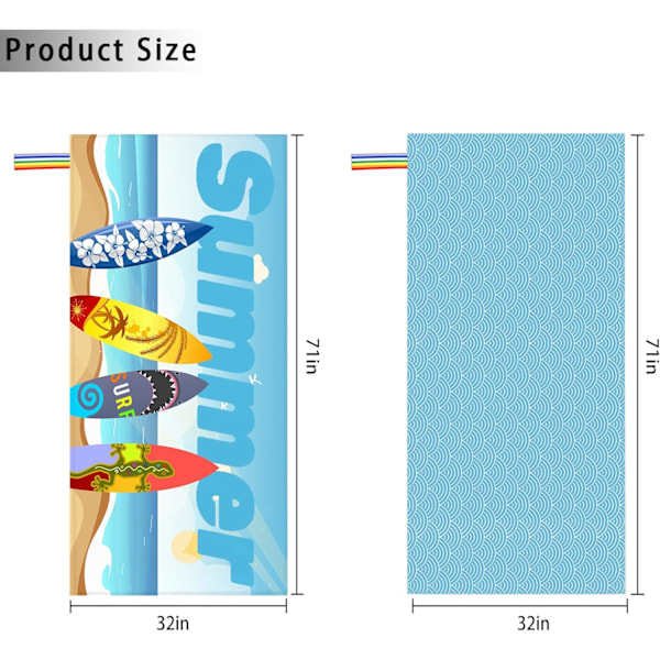Oversized hurtigtørrende strandhåndklæde til voksne, kvinder, sandfrit sommerstrandhåndklæde
