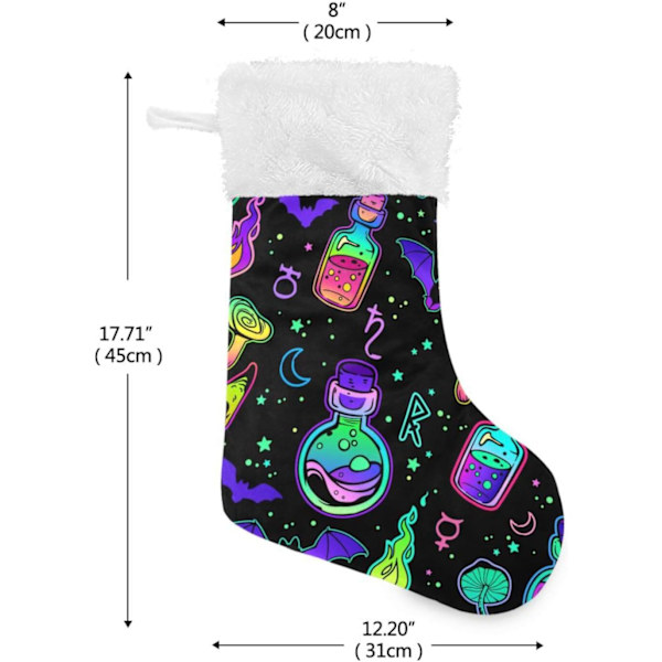 Julklapp, Personliga Julklappsstrumpor 2-pack Psykedelisk Svampfladdermus Lila 45,7 cm Julstrumpor Hängande Ornament Eldstad