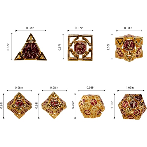 Hule Metal Polyhedral Terninger 7PCS Sæt til Dungeons and Dragons RPG
