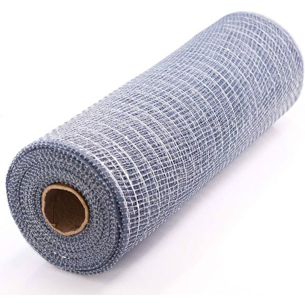 Deco Mesh 10 tommer x 10 meter hver rull, sett med 2 sølv metallisk folie poly mesh