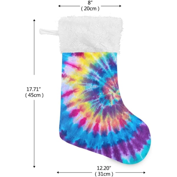 Jule-Strømpe, Personlige Jule-Strømper 2-pak Rainbow Tie Dye Swirl Gradient 18 tommer Jule-Strømper Hængende Ornament Pejs til