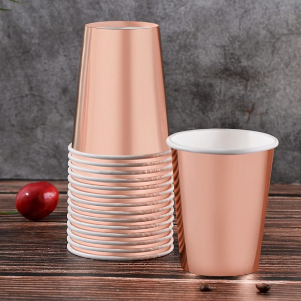 Rosegullpapirkopper 9 oz [50-pakning] Engangskopper for varmt og kaldt