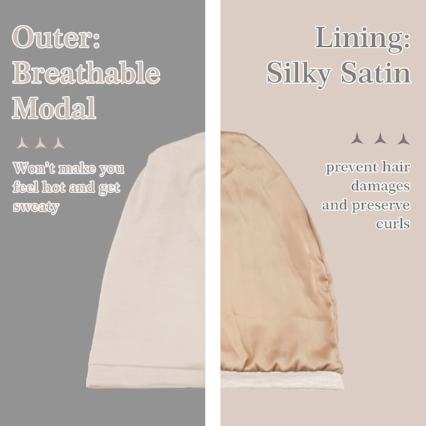 Siden Satin Bonnet Hårinpackning för att sova, 2 st Justerbar Silk