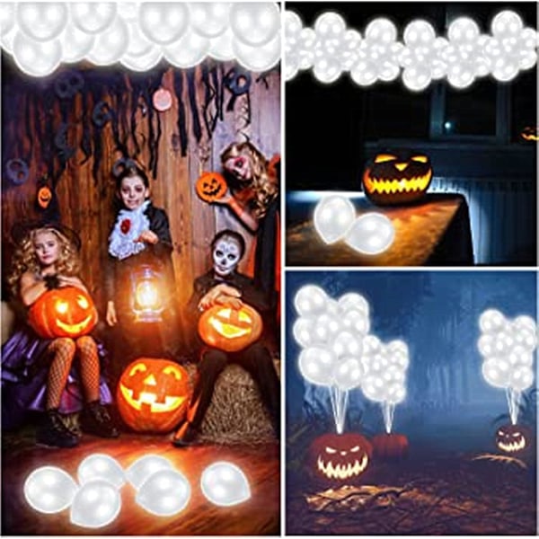 50 Pakke LED Lys Opp Ballonger, Glød i Mørket For Fester, Bursdager Bryllup Dekorasjoner Og Halloween Julefestival (hvit) Hvit 1 Hvit 1