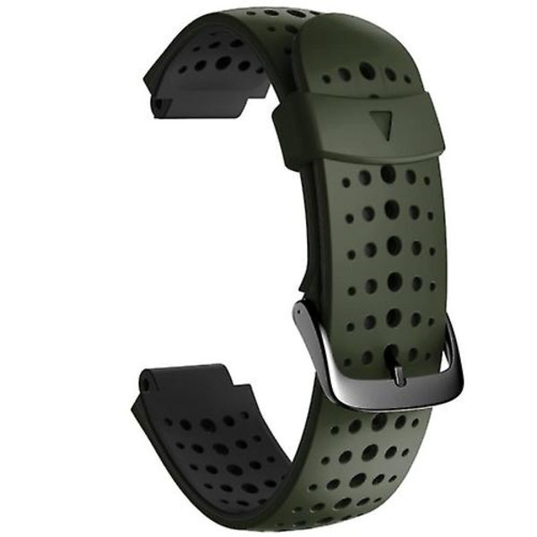 For Garmin Forerunner 220 To-farvet silikone urrem ZQB Army Green Black