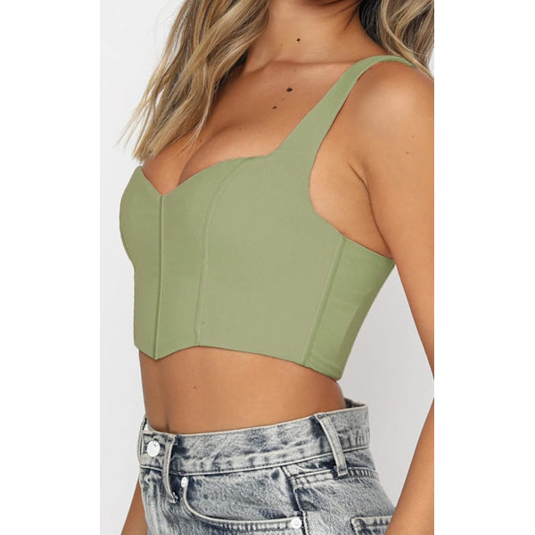 Kvinners Rynket Y2k Korsetter Crop Top Stretchy Stropp Kvadrat Hals Camis Tank Tube