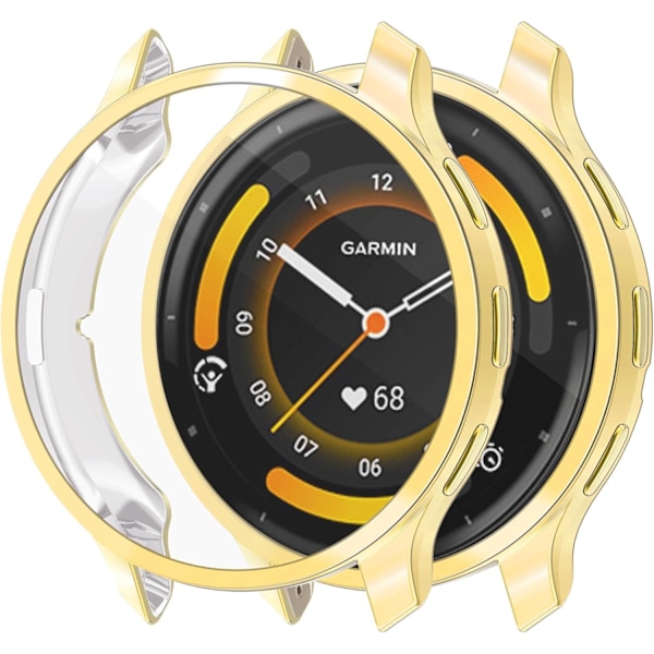 Etui Kompatibelt med Garmin Venu 3 med Skjermbeskytter, TPU Fleksibel Støtsikker Ripesikker Deksel til Garmin Venu 3 Smartklokke 45mm (Gull) G