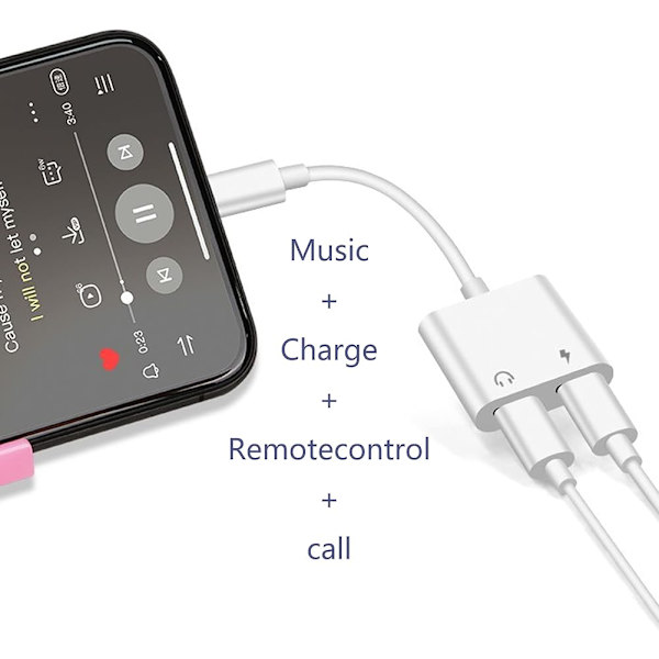 [5 i 1] Apple iPhone Dubbla Portar Hörlursadapter Ljud